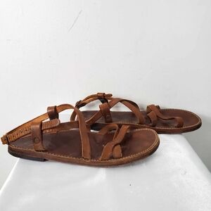 Vintage Handmade South American Leather Sandals Tan Unisex M 10US W12US